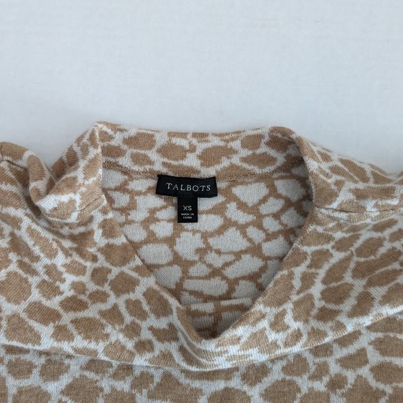 TALBOTS Marino Wool Women's 3/4 Sleeves Sweater Size XS Giraffe Print NWOT - Picture 4 of 5